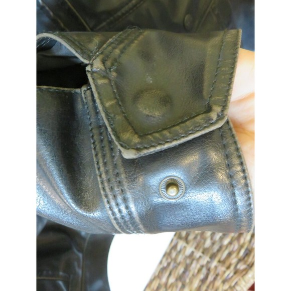 Levi’s Men Faux Leather Jacket Sz M Full Zip Rider Trucker Hooded Motorcycle - Picture 10 of 16